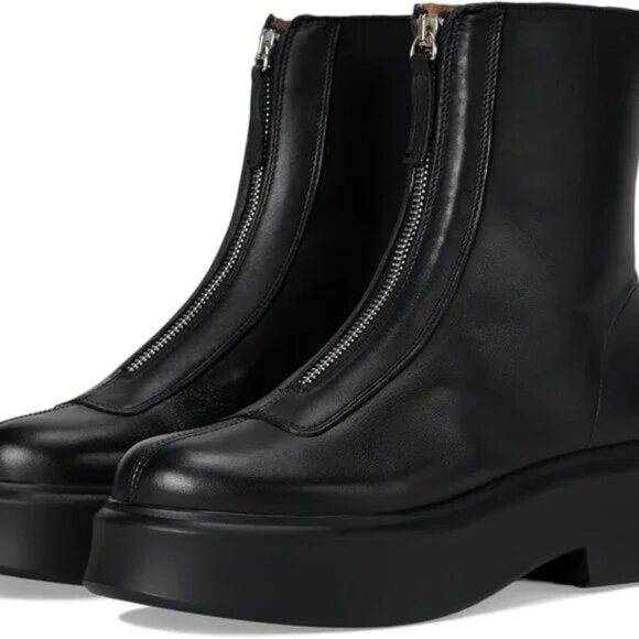 Steve Madden Women's Jones Black Leather Front Zip Ankle Boots. Sz: 9 - Picture 1 of 11